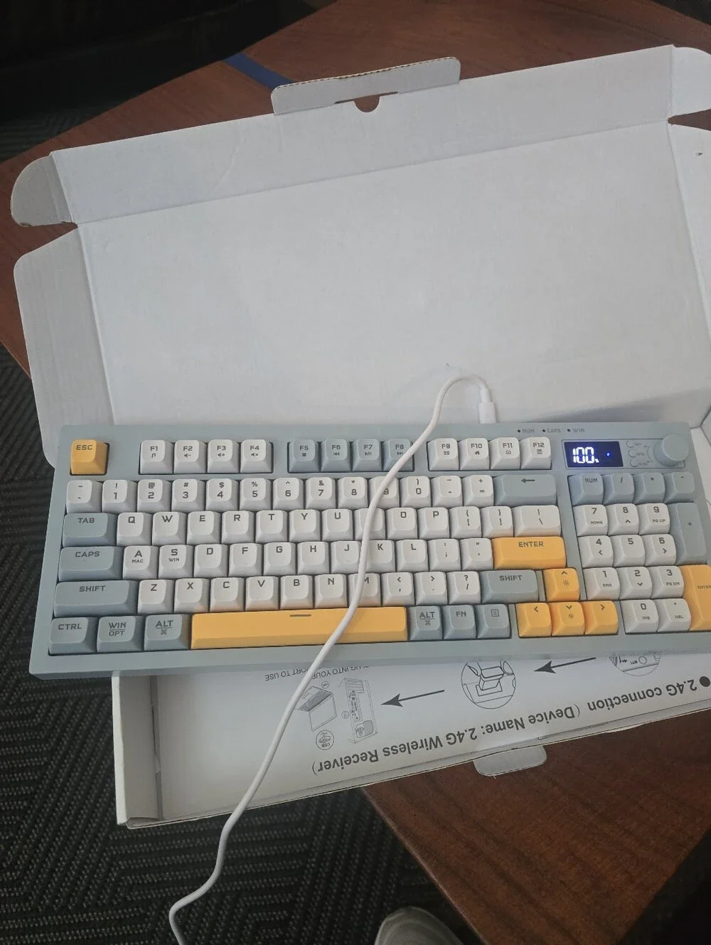 Onikuma G80 94 Keys Keyboard with Yellow Accent Keys 3 Modes With Knob &  Screen